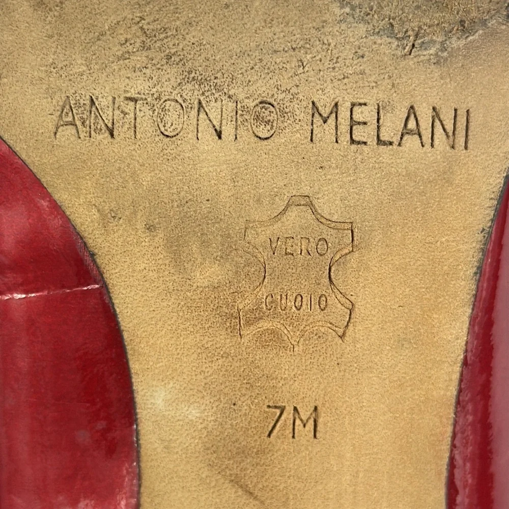 ANTONIO MELANI Red Leather High Heels Size 7M - Picture 2 of 7